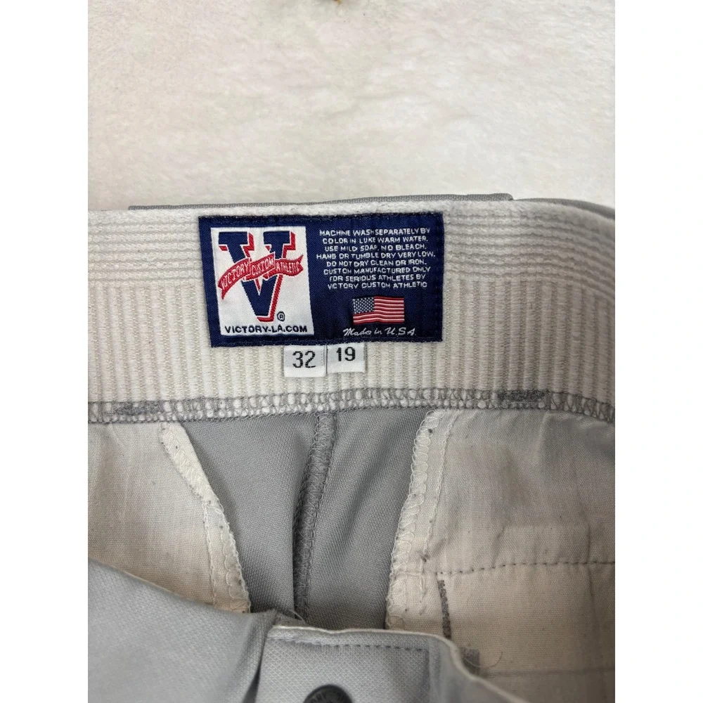 Victory Custom Athletic Mens Baseball Pants Grey 32x18 & 32x19 USA Made Lot of 2